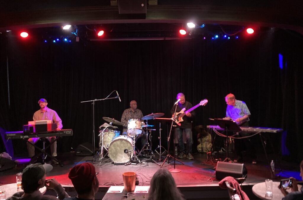 Jazz band performing on stage.